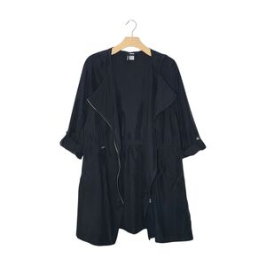 H&M Black Full Zip Hood Collared Coat